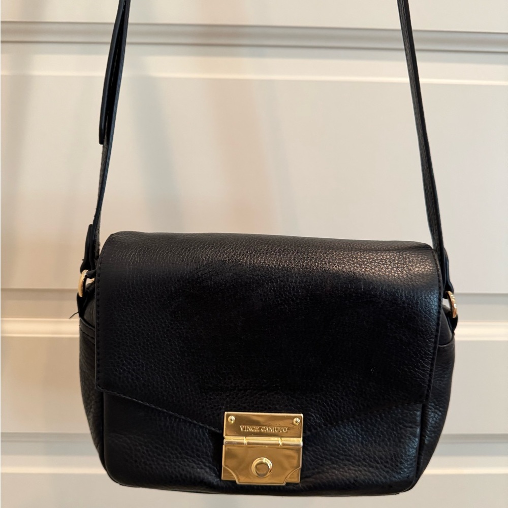 Vince Camuto Black Crossbody Bag with Gold Accents